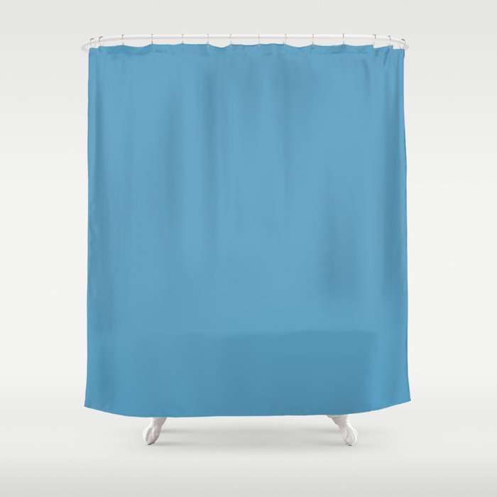 Blissful Tropical Retreat Mid Tone Blue Solid Color Pairs To Sherwin Williams Jacaranda SW 6802 Shower Curtain